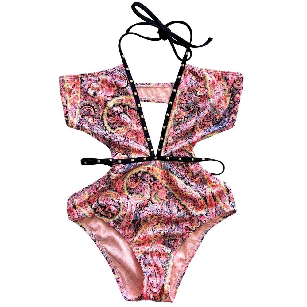 Victoria's Secret Studded Cutout Y2K Paisley Multicolour One Piece Monokini – S